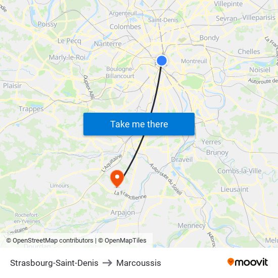 Strasbourg-Saint-Denis to Marcoussis map