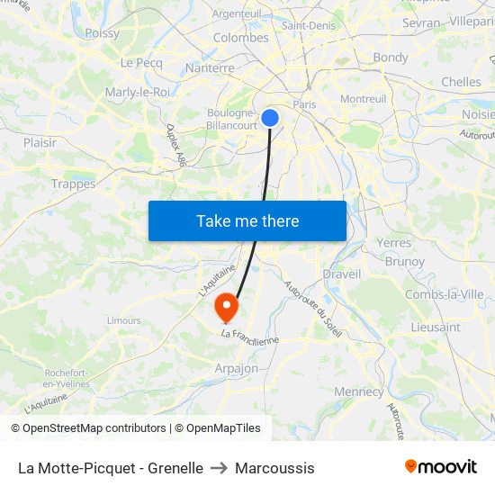 La Motte-Picquet - Grenelle to Marcoussis map