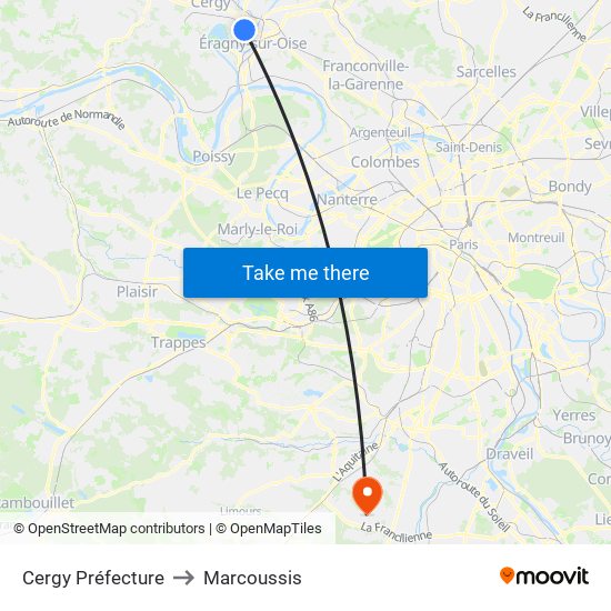 Cergy Préfecture to Marcoussis map