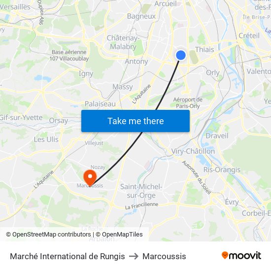 Marché International de Rungis to Marcoussis map