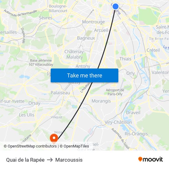 Quai de la Rapée to Marcoussis map