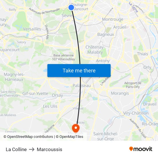 La Colline to Marcoussis map