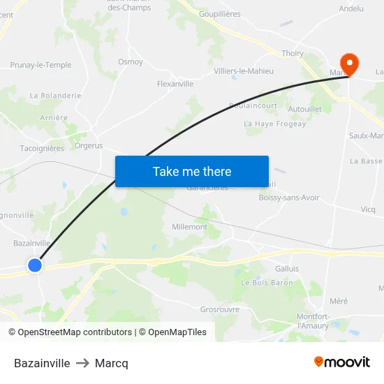 Bazainville to Marcq map
