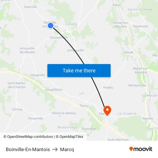 Boinville-En-Mantois to Marcq map