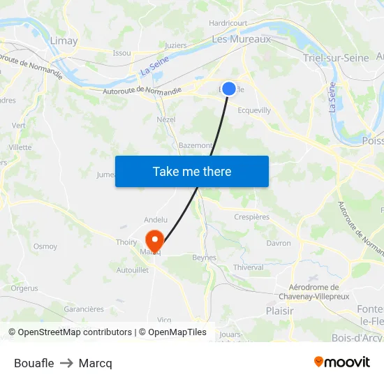 Bouafle to Marcq map