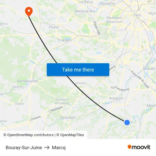 Bouray-Sur-Juine to Marcq map