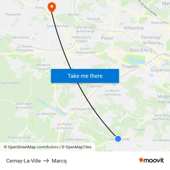 Cernay-La-Ville to Marcq map