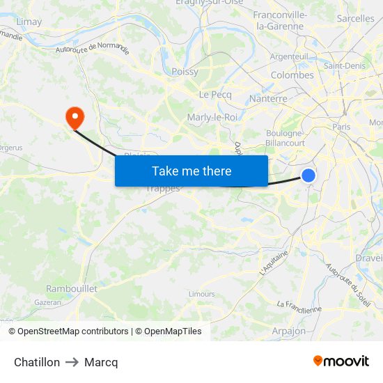 Chatillon to Marcq map