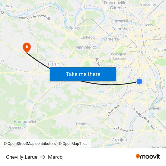 Chevilly-Larue to Marcq map