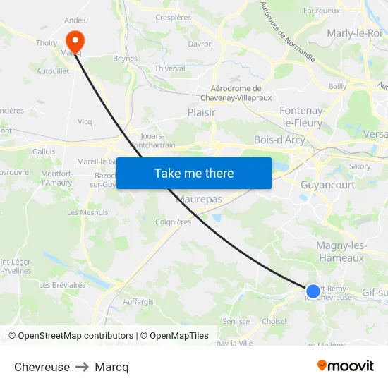 Chevreuse to Marcq map