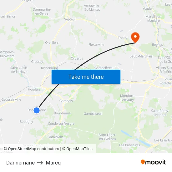 Dannemarie to Marcq map