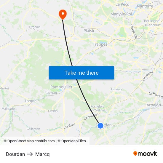 Dourdan to Marcq map