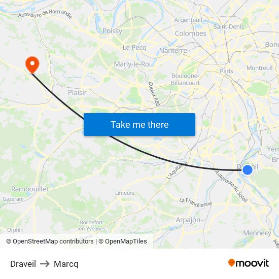 Draveil to Marcq map