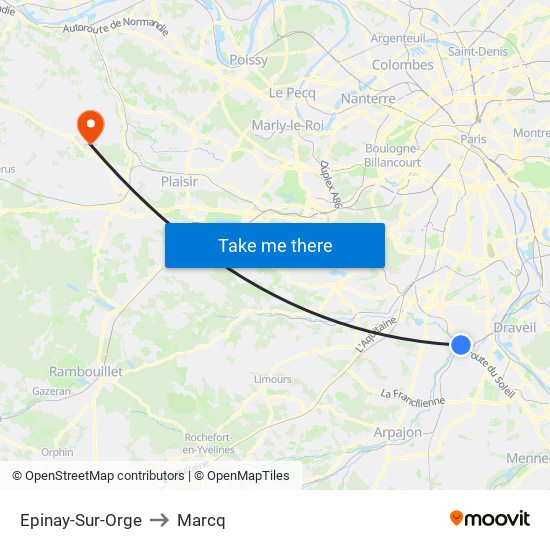 Epinay-Sur-Orge to Marcq map
