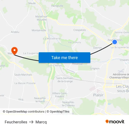 Feucherolles to Marcq map