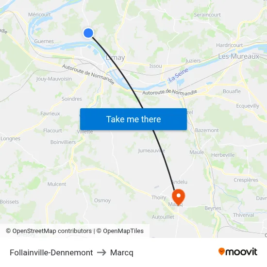Follainville-Dennemont to Marcq map