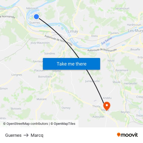 Guernes to Marcq map