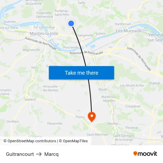 Guitrancourt to Marcq map