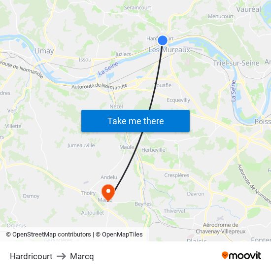 Hardricourt to Marcq map