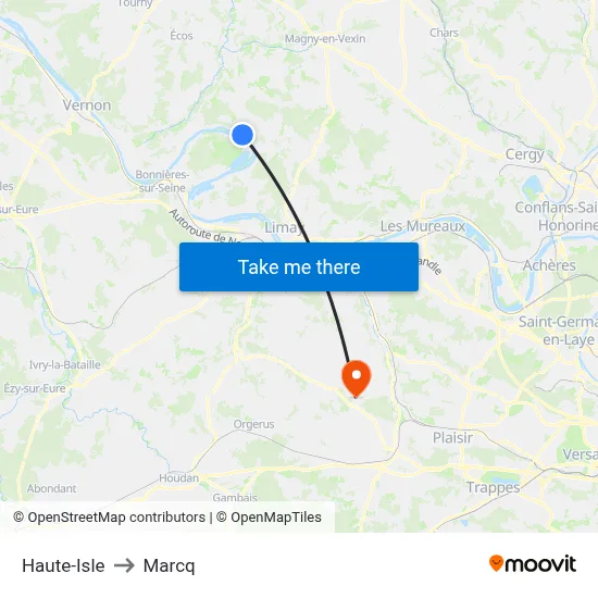 Haute-Isle to Marcq map