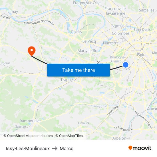 Issy-Les-Moulineaux to Marcq map