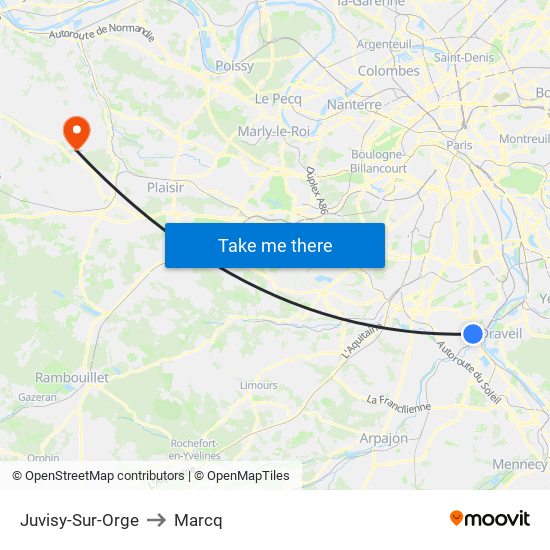 Juvisy-Sur-Orge to Marcq map