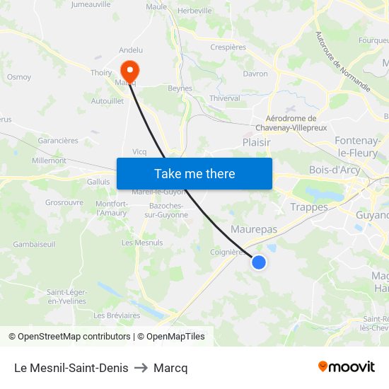Le Mesnil-Saint-Denis to Marcq map