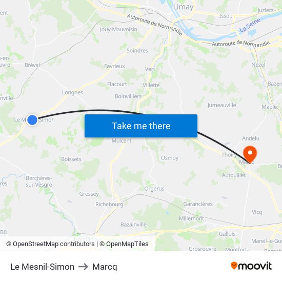Le Mesnil-Simon to Marcq map