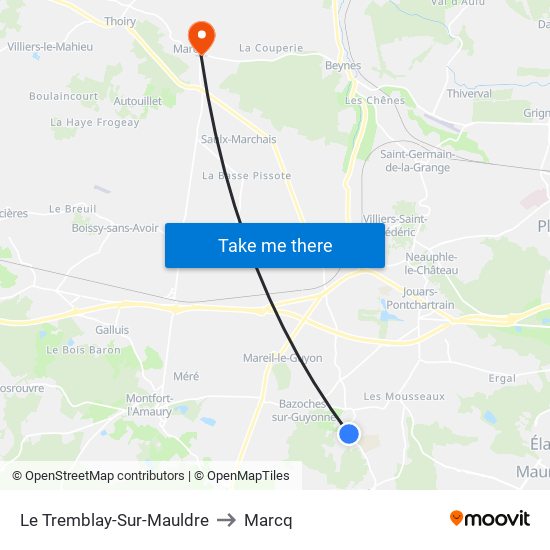 Le Tremblay-Sur-Mauldre to Marcq map