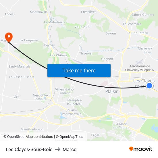 Les Clayes-Sous-Bois to Marcq map