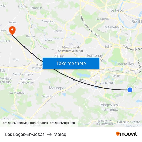Les Loges-En-Josas to Marcq map