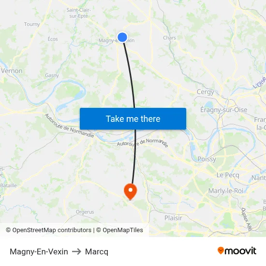 Magny-En-Vexin to Marcq map