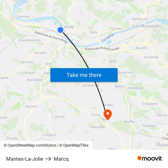 Mantes-La-Jolie to Marcq map