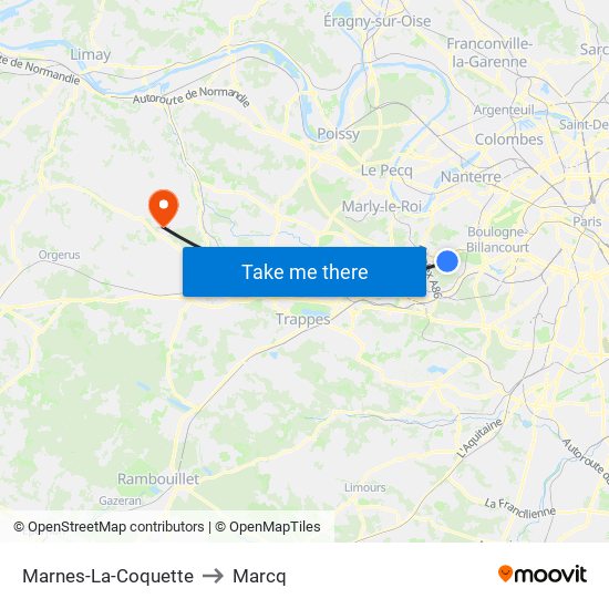 Marnes-La-Coquette to Marcq map