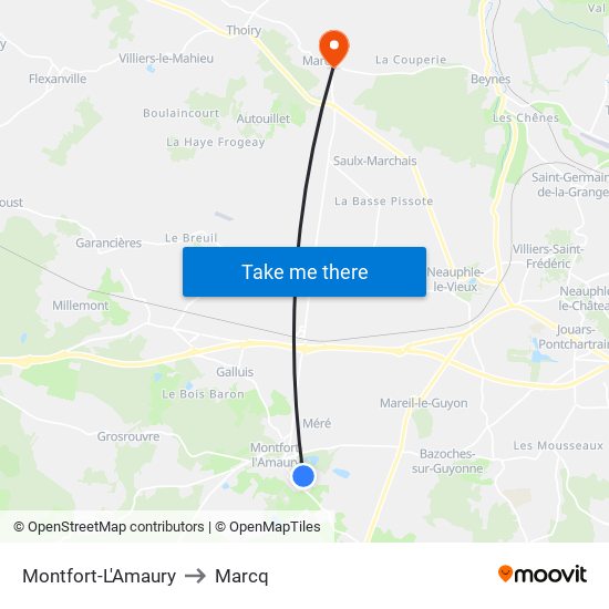 Montfort-L'Amaury to Marcq map