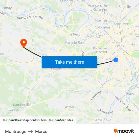 Montrouge to Marcq map