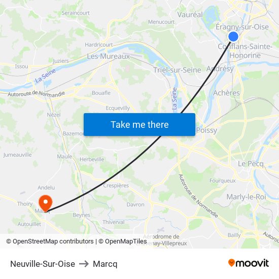 Neuville-Sur-Oise to Marcq map