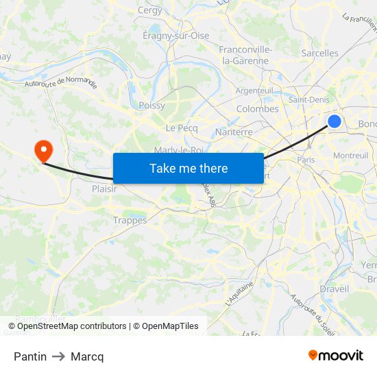 Pantin to Marcq map