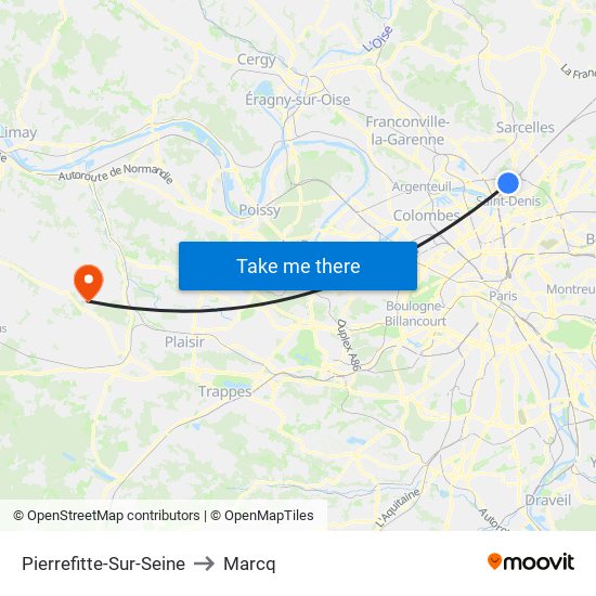 Pierrefitte-Sur-Seine to Marcq map