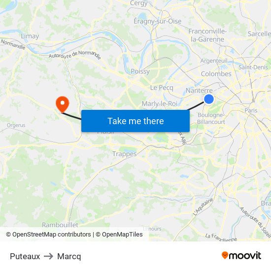 Puteaux to Marcq map