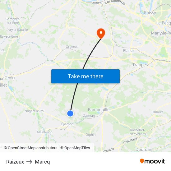 Raizeux to Marcq map