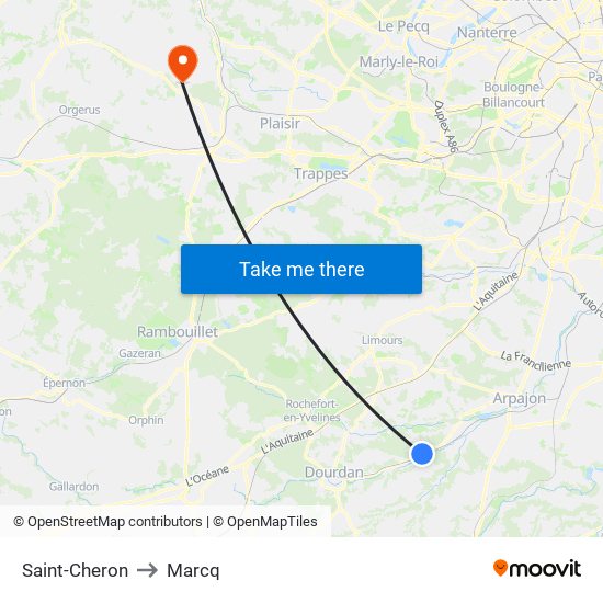 Saint-Cheron to Marcq map