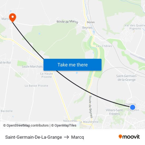 Saint-Germain-De-La-Grange to Marcq map