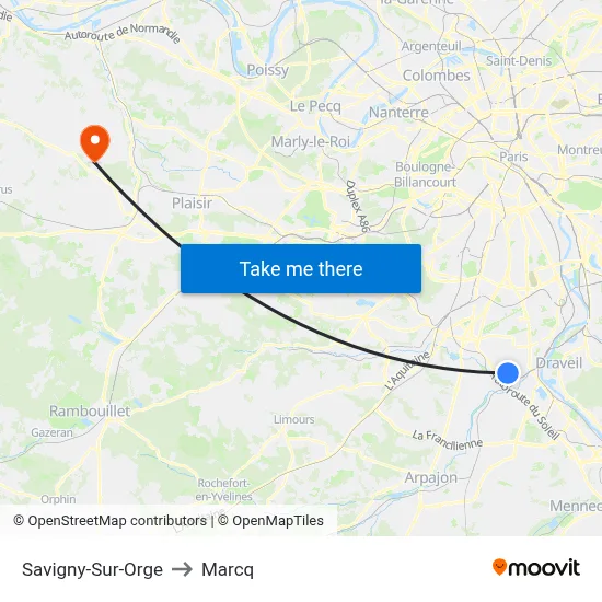 Savigny-Sur-Orge to Marcq map