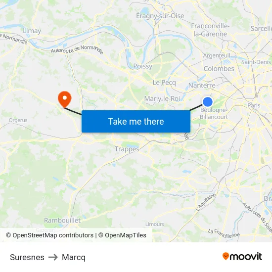 Suresnes to Marcq map
