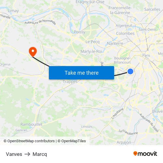 Vanves to Marcq map