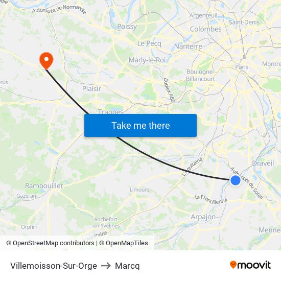 Villemoisson-Sur-Orge to Marcq map