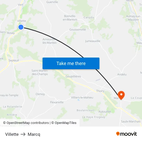 Villette to Marcq map