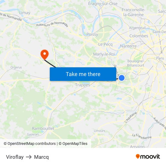 Viroflay to Marcq map