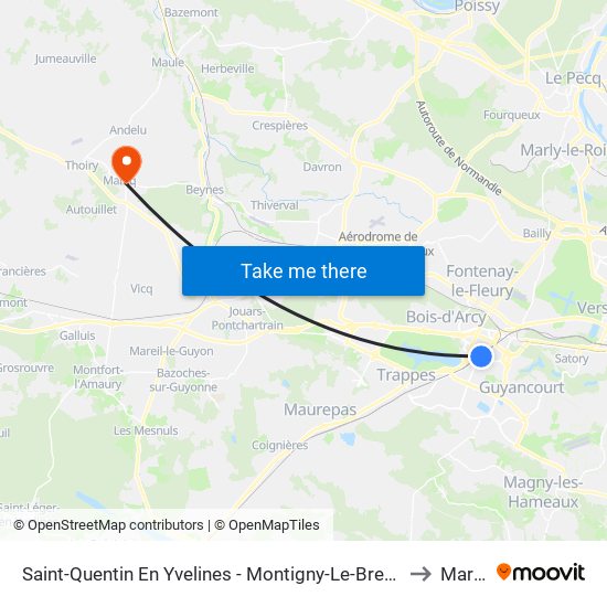 Saint-Quentin En Yvelines - Montigny-Le-Bretonneux to Marcq map